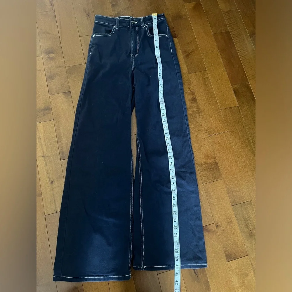 H&M Divided Navy Wide Leg Navy Denim Size 2 Baggy Skater Cotton Blend Minimalist - Picture 8 of 10